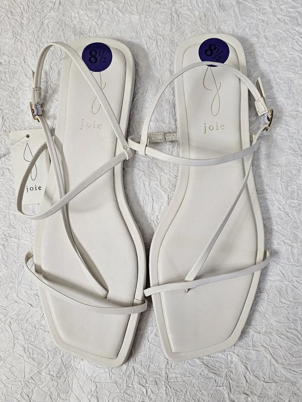 Joie Glory Womens White Minimlaist Square Toe T strap sandals New with tags - Picture 3 of 8